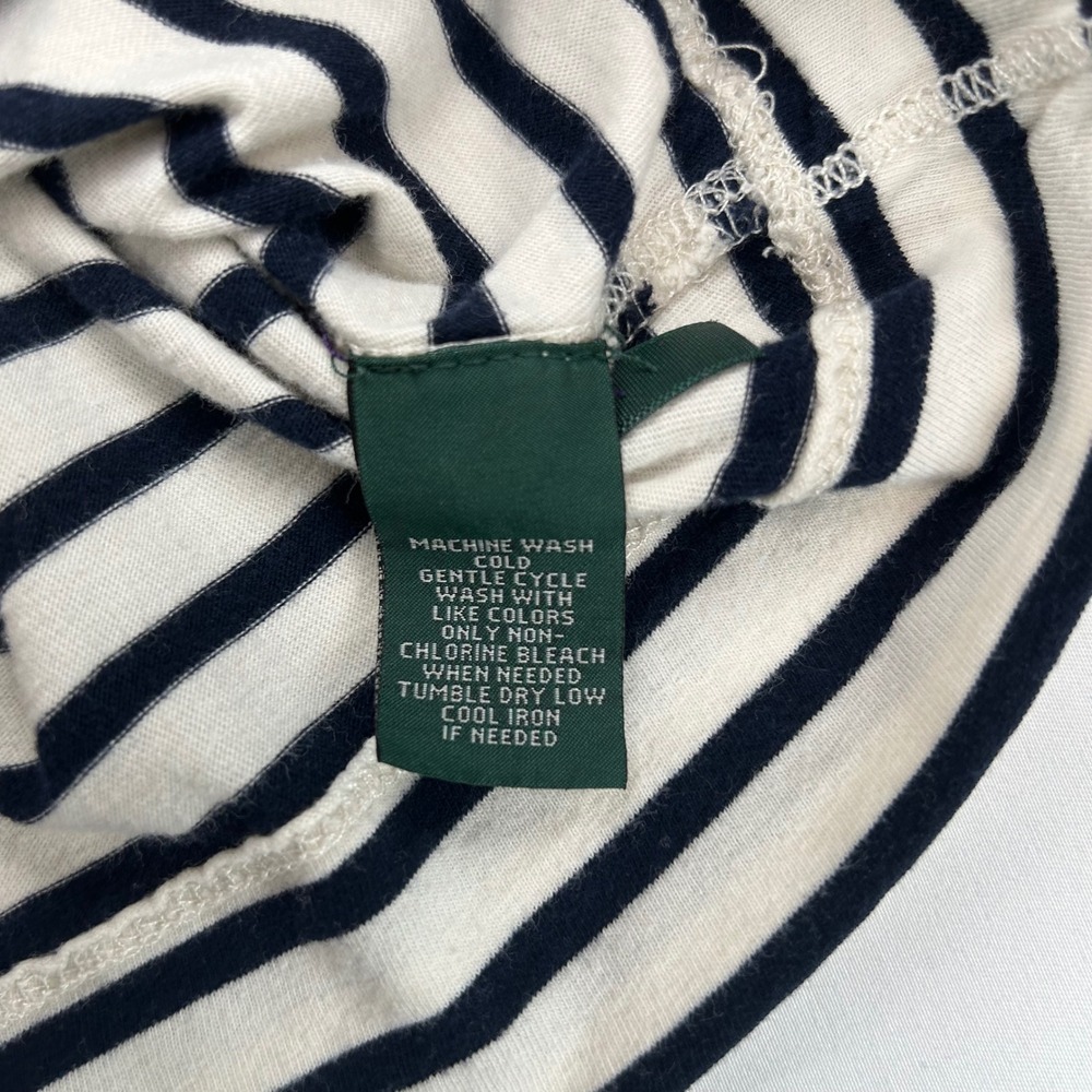 Lauren Ralph Lauren Jeans Co Navy White Striped Cotton Long Sleeve‎ Top XL - Picture 6 of 10